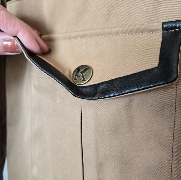 KARL LAGERGELD Tan Utility Jacket with Black Trim. Size Small - Picture 3 of 15